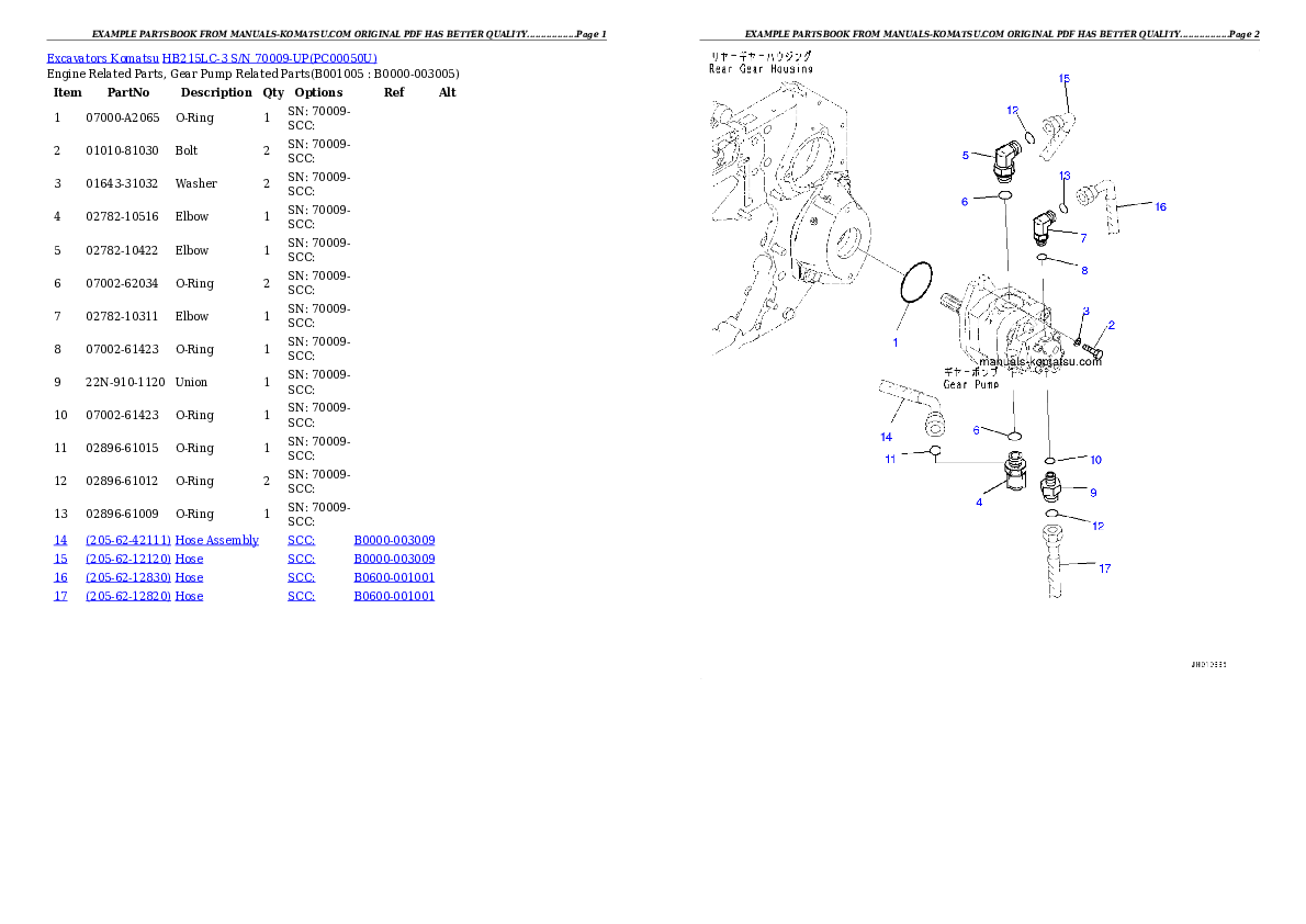 Protected: HB215LC-3 S/N 70009-UP Partsbook