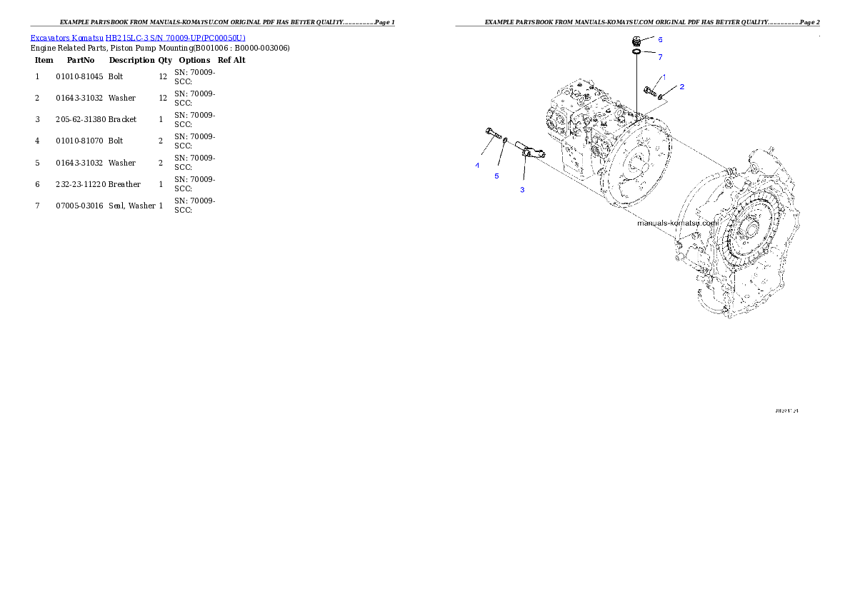 Protected: HB215LC-3 S/N 70009-UP Partsbook