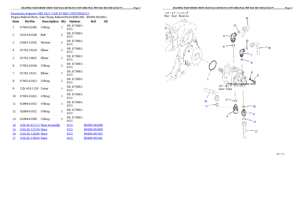 Protected: HB215LC-3 S/N K70001-UP Partsbook