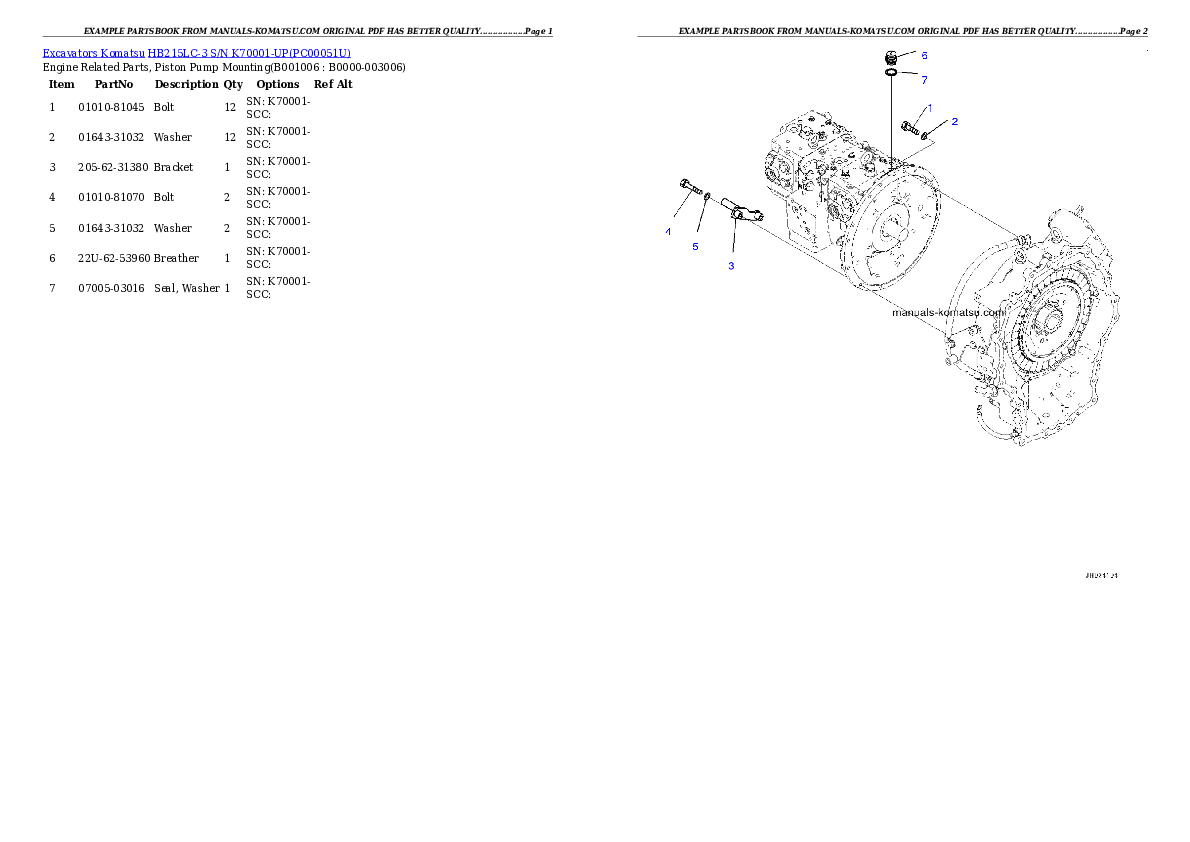 Protected: HB215LC-3 S/N K70001-UP Partsbook