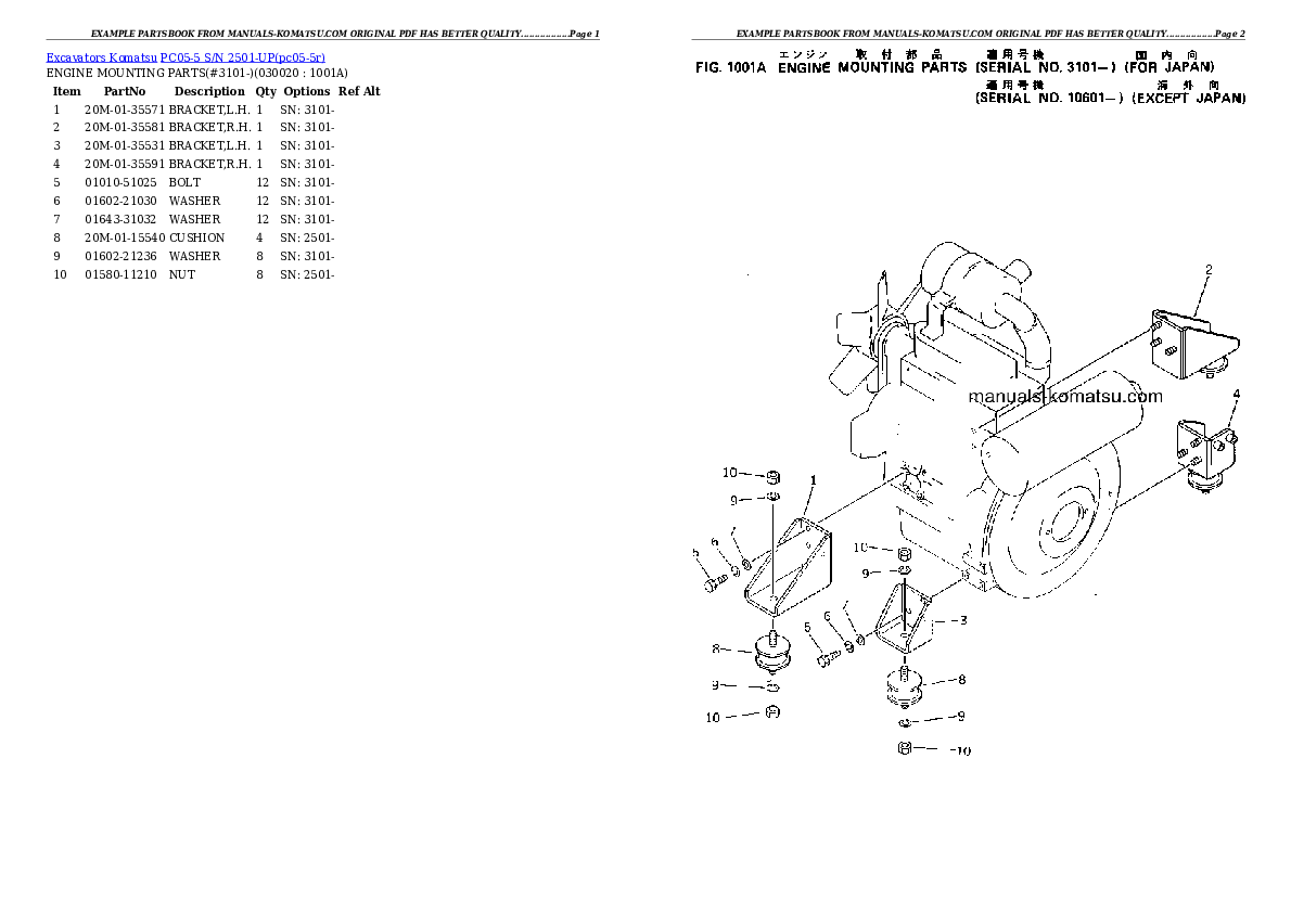 PC05-5 S/N 2501-UP Partsbook