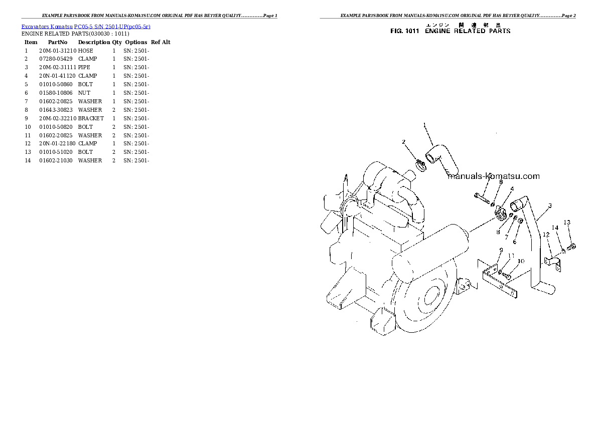 PC05-5 S/N 2501-UP Partsbook