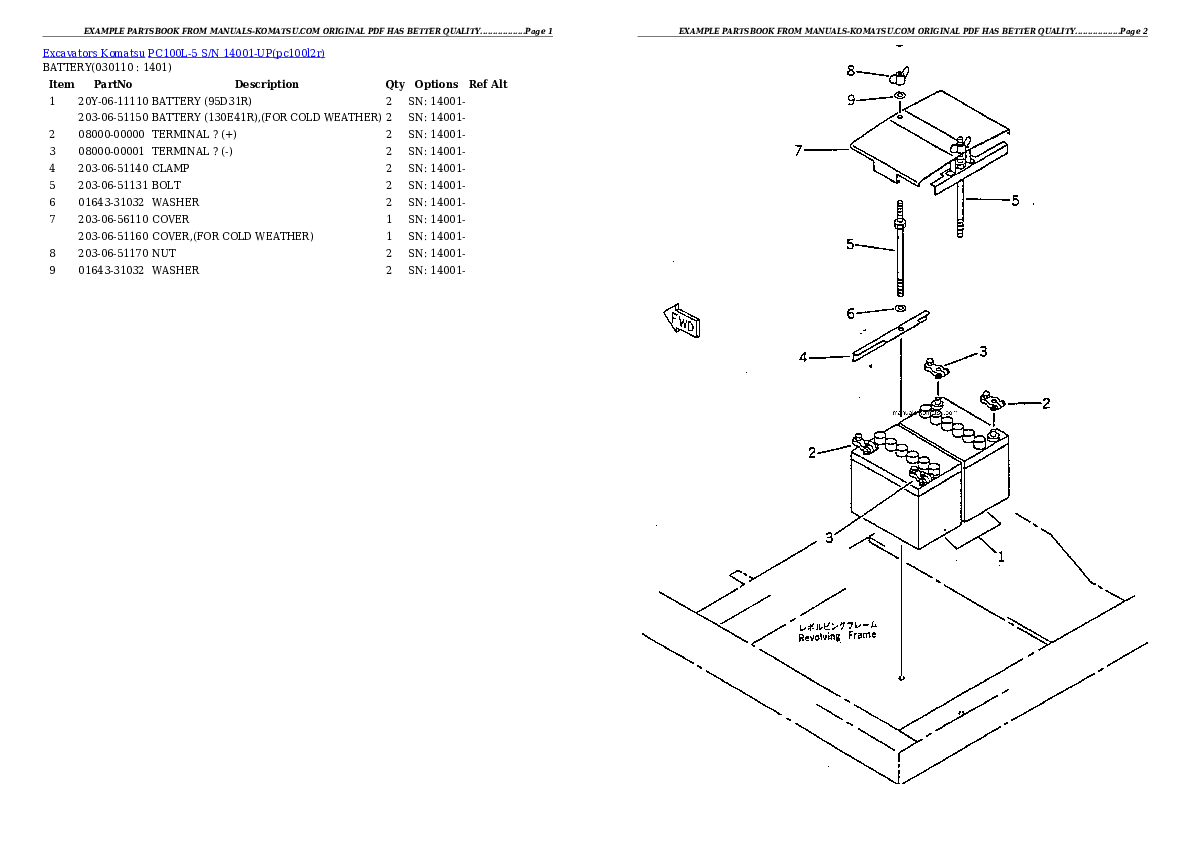 Protected: PC100L-5 S/N 14001-UP Partsbook