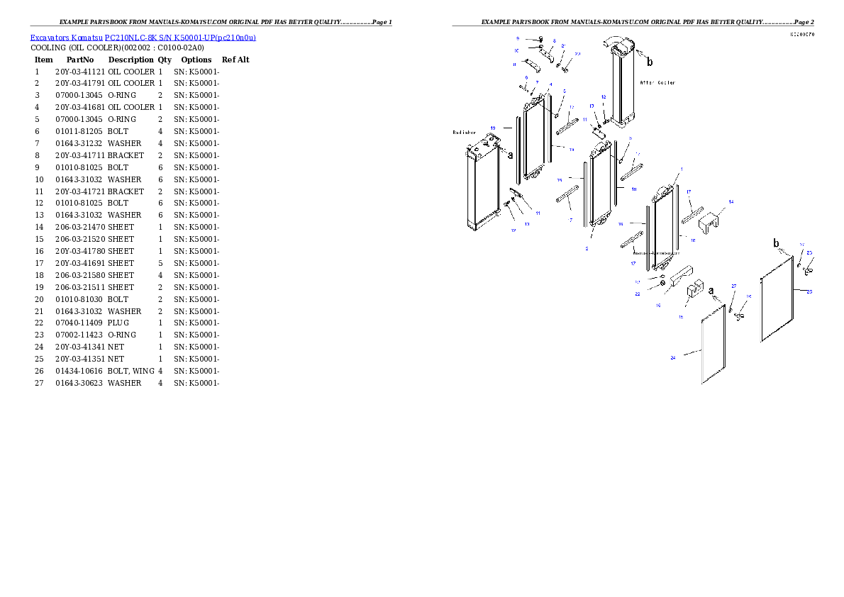 Protected: PC210NLC-8K S/N K50001-UP Partsbook