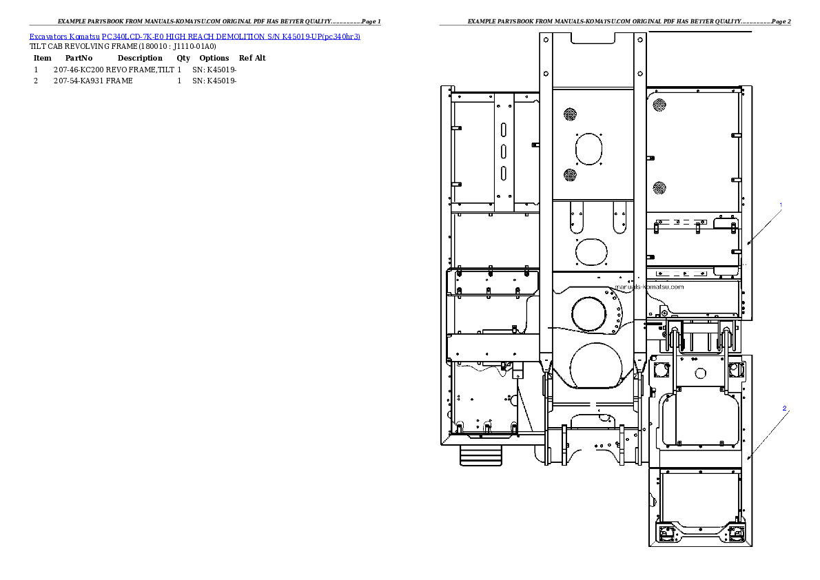 Protected: PC340LCD-7K-E0 HIGH REACH DEMOLITION S/N K45019-UP Partsbook
