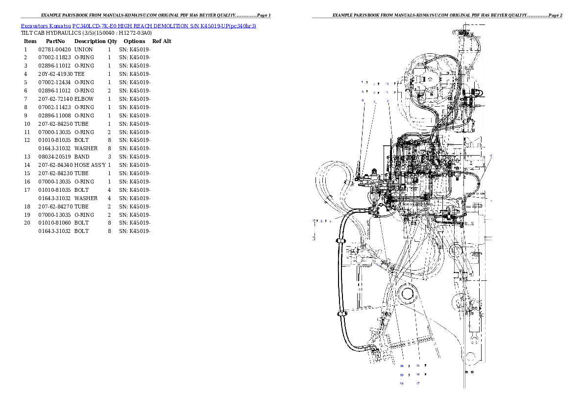 Protected: PC340LCD-7K-E0 HIGH REACH DEMOLITION S/N K45019-UP Partsbook