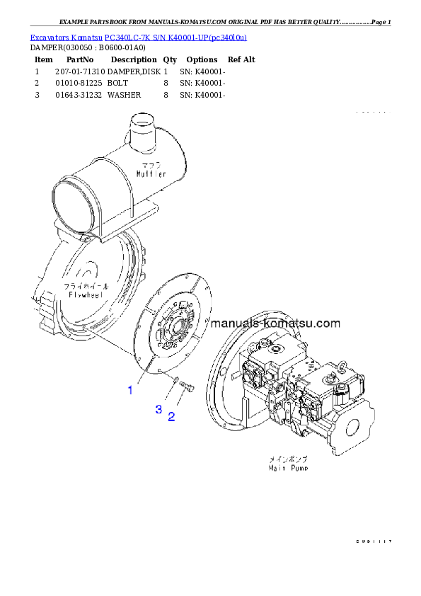 Protected: PC340LC-7K S/N K40001-UP Partsbook