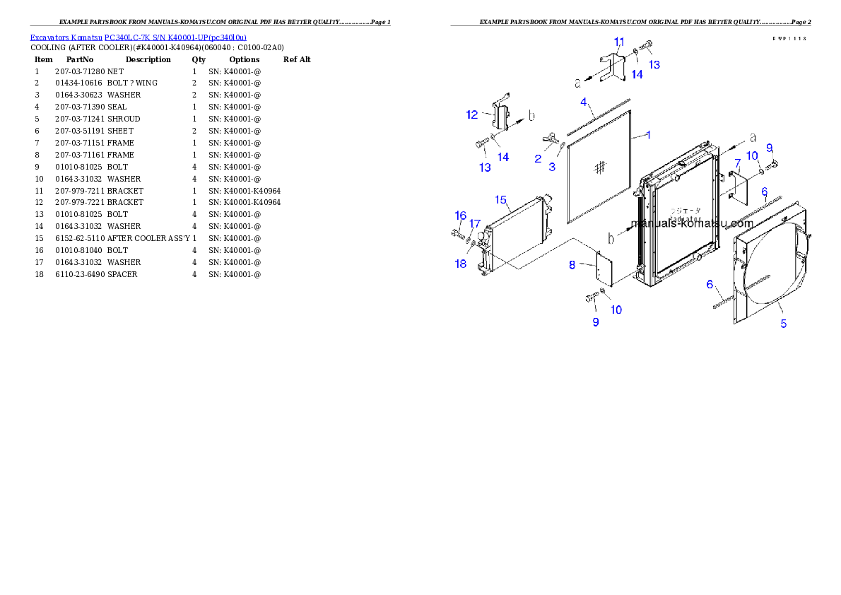 Protected: PC340LC-7K S/N K40001-UP Partsbook