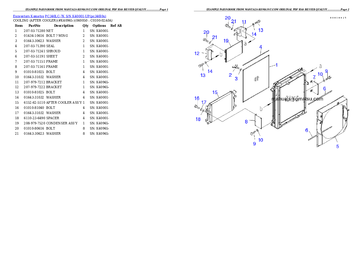 Protected: PC340LC-7K S/N K40001-UP Partsbook