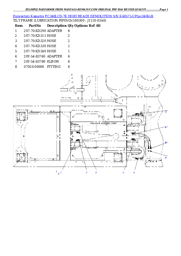 Protected: PC340LCD-7K HIGH REACH DEMOLITION S/N K40575-UP Partsbook