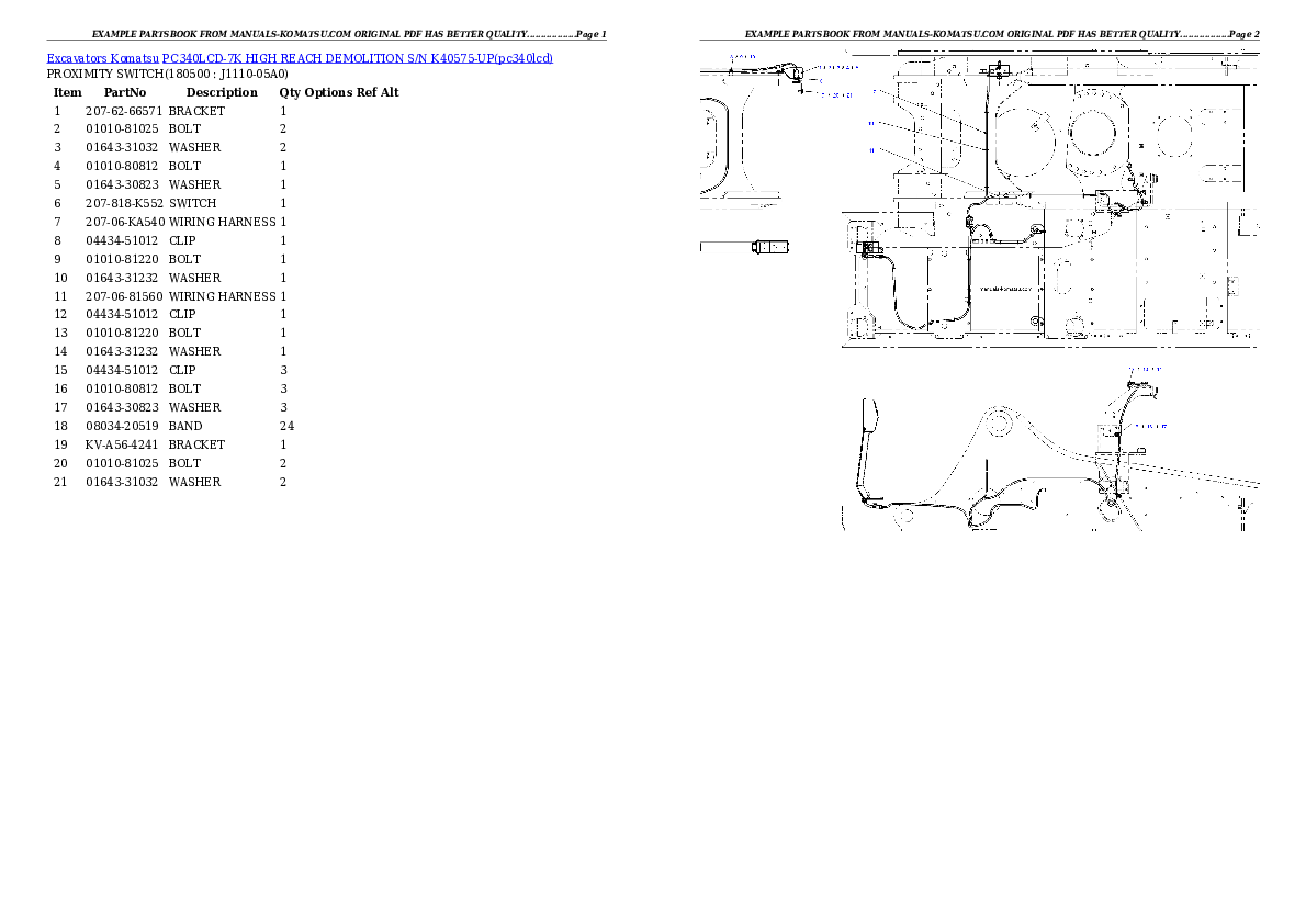 Protected: PC340LCD-7K HIGH REACH DEMOLITION S/N K40575-UP Partsbook