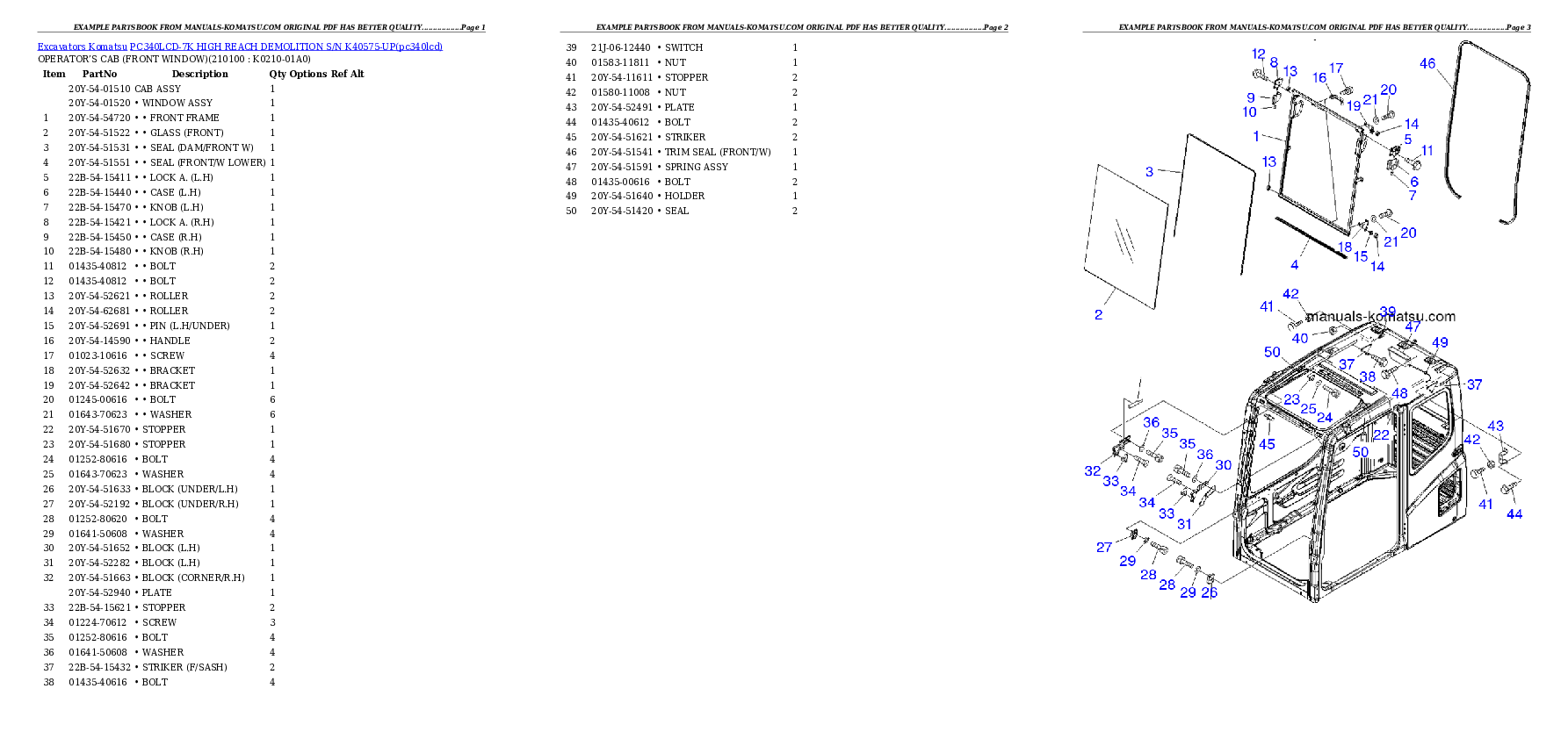 Protected: PC340LCD-7K HIGH REACH DEMOLITION S/N K40575-UP Partsbook