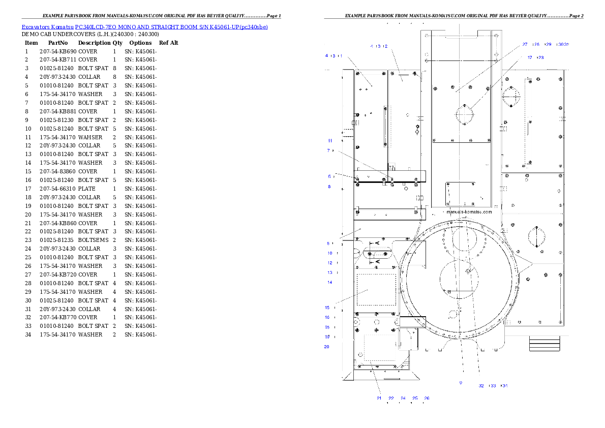 Protected: PC340LCD-7EO MONO AND STRAIGHT BOOM S/N K45061-UP Partsbook