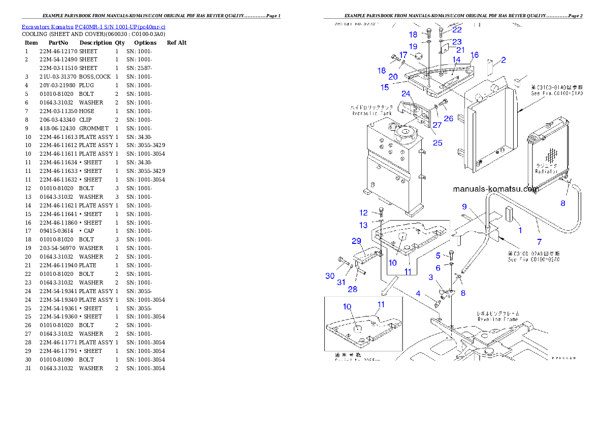 Protected: PC40MR-1 S/N 1001-UP Partsbook