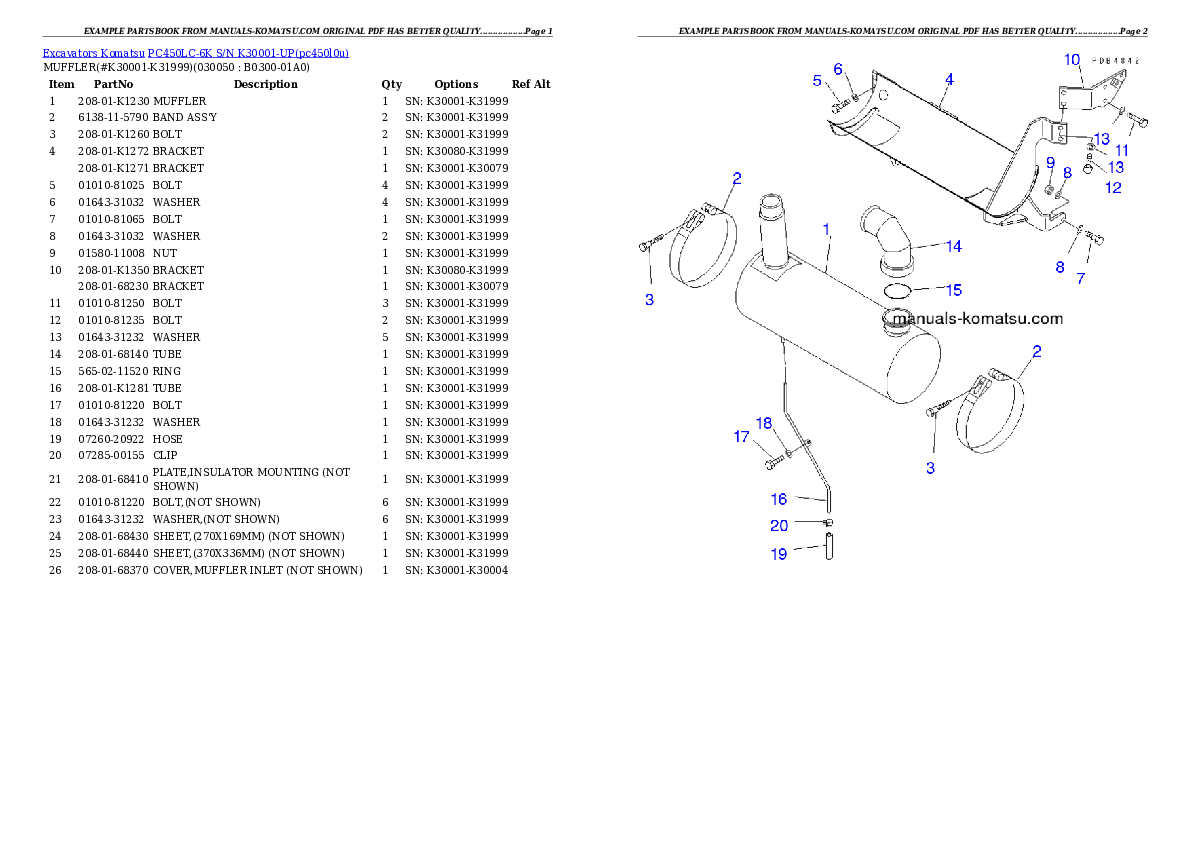 Protected: PC450LC-6K S/N K30001-UP Partsbook