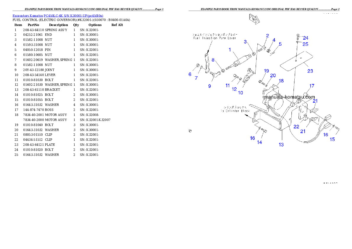 Protected: PC450LC-6K S/N K30001-UP Partsbook