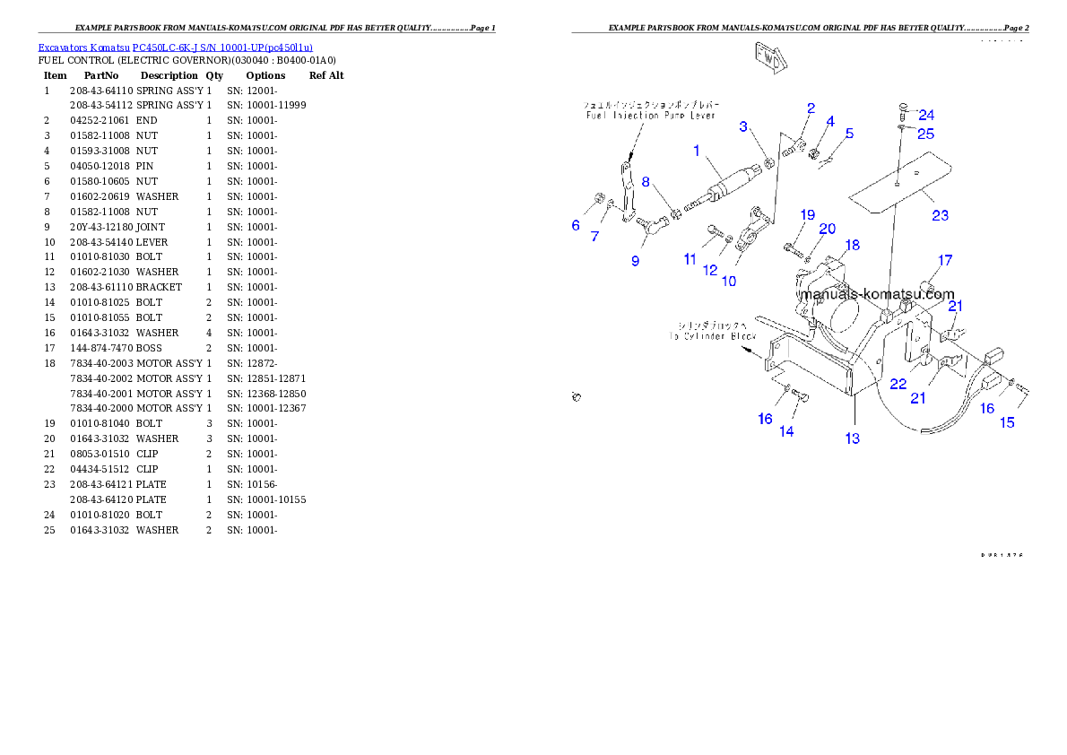 Protected: PC450LC-6K-J S/N 10001-UP Partsbook