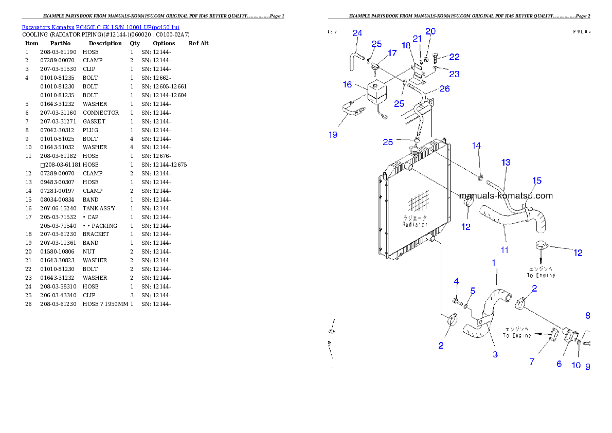 Protected: PC450LC-6K-J S/N 10001-UP Partsbook