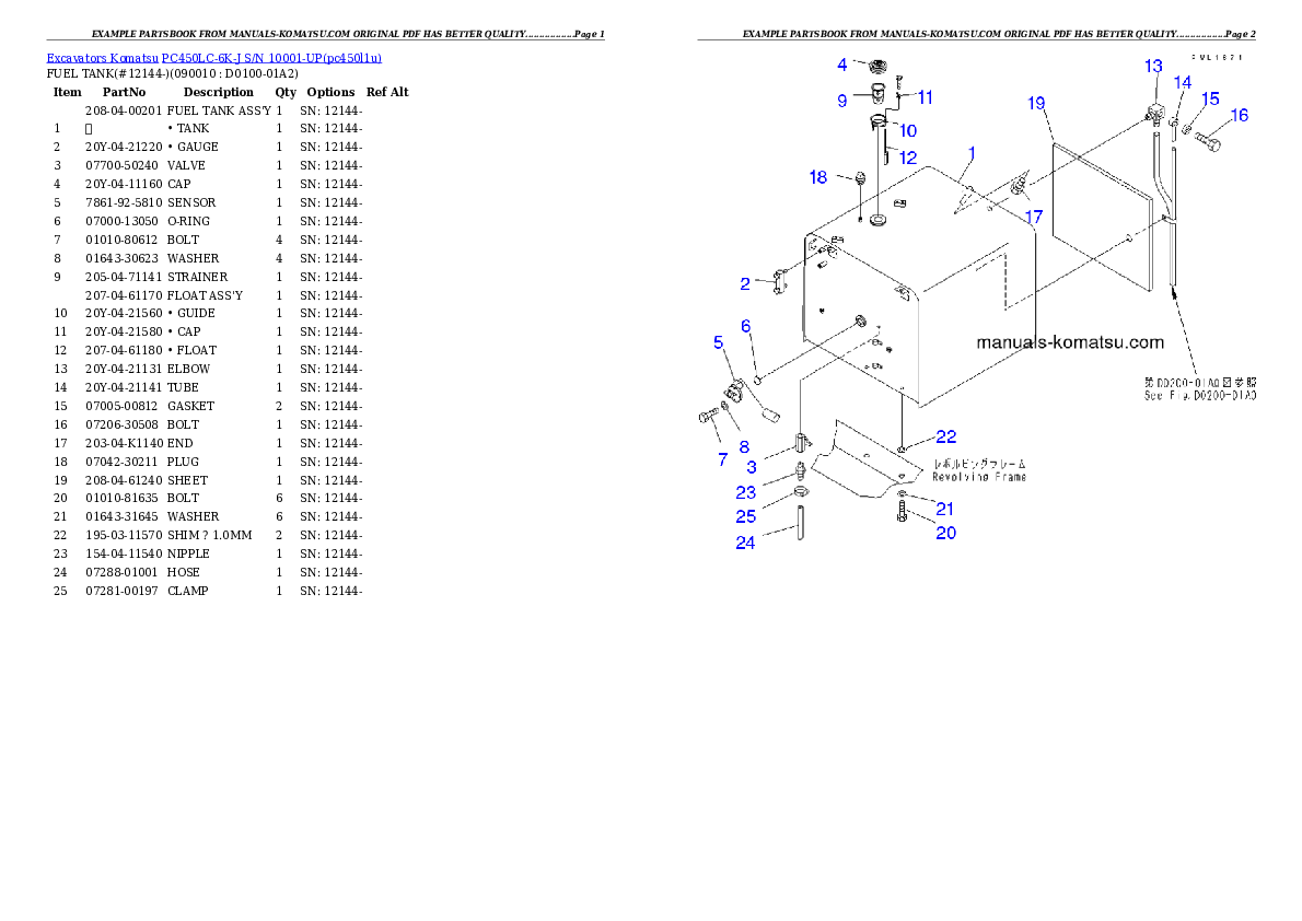 Protected: PC450LC-6K-J S/N 10001-UP Partsbook