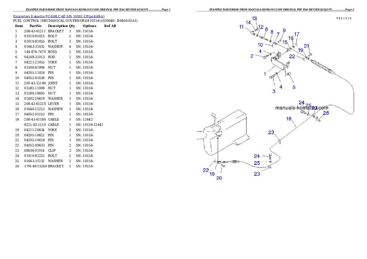 Protected: PC450LC-6Z S/N 10001-UP Partsbook