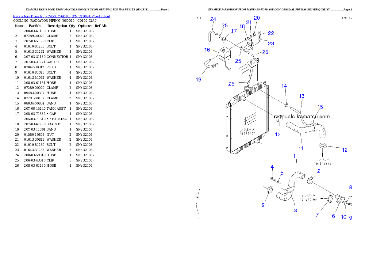 Protected: PC450LC-6K-KE S/N 32106-UP Partsbook