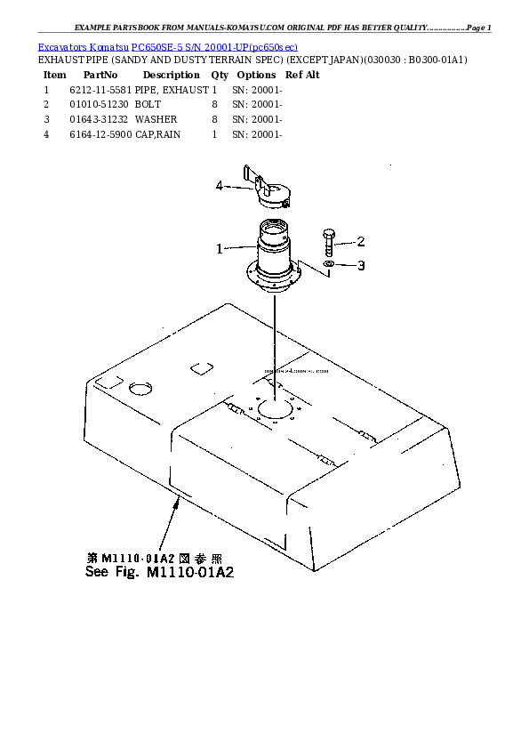 PC650SE-5 S/N 20001-UP Partsbook