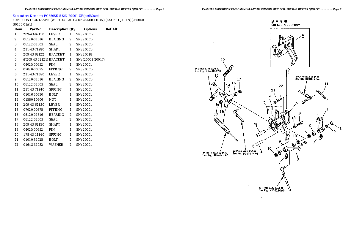 Protected: PC650SE-5 S/N 20001-UP Partsbook