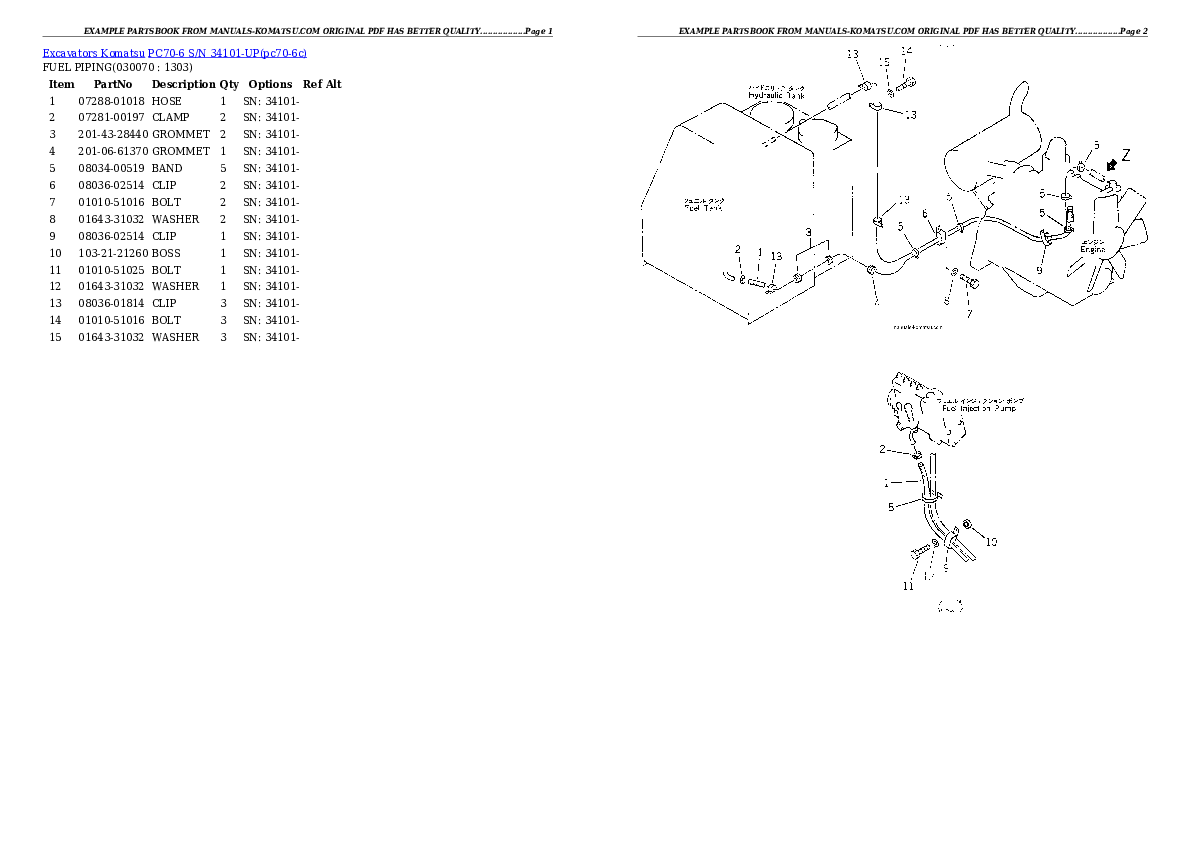 Protected: PC70-6 S/N 34101-UP Partsbook