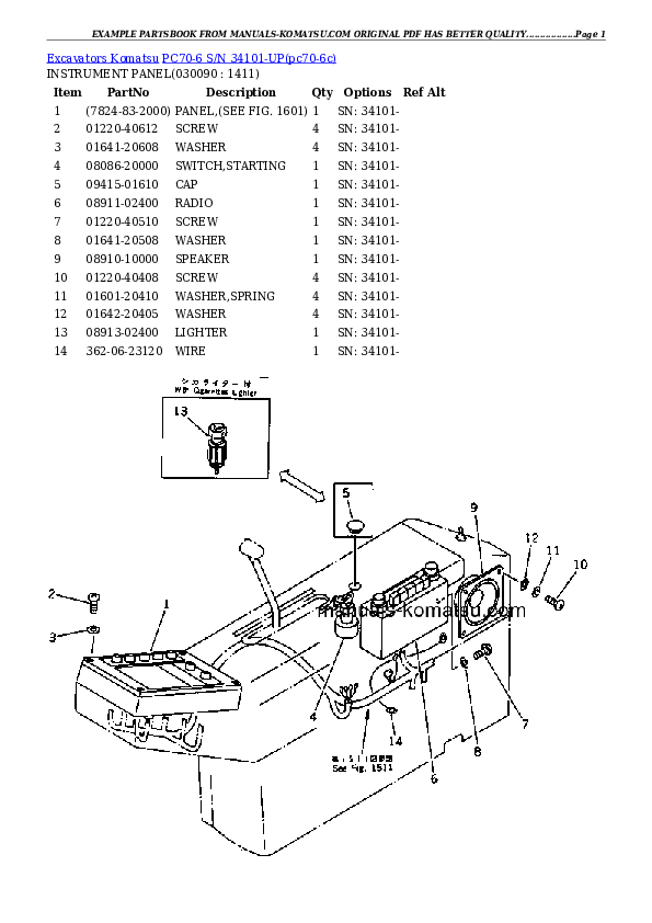 Protected: PC70-6 S/N 34101-UP Partsbook