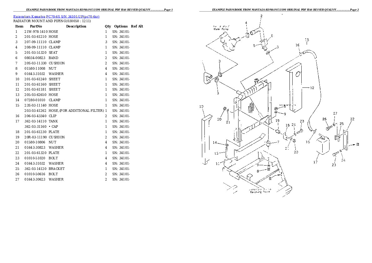 Protected: PC70-6S S/N 34101-UP Partsbook