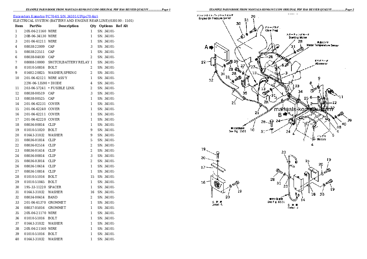 Protected: PC70-6S S/N 34101-UP Partsbook