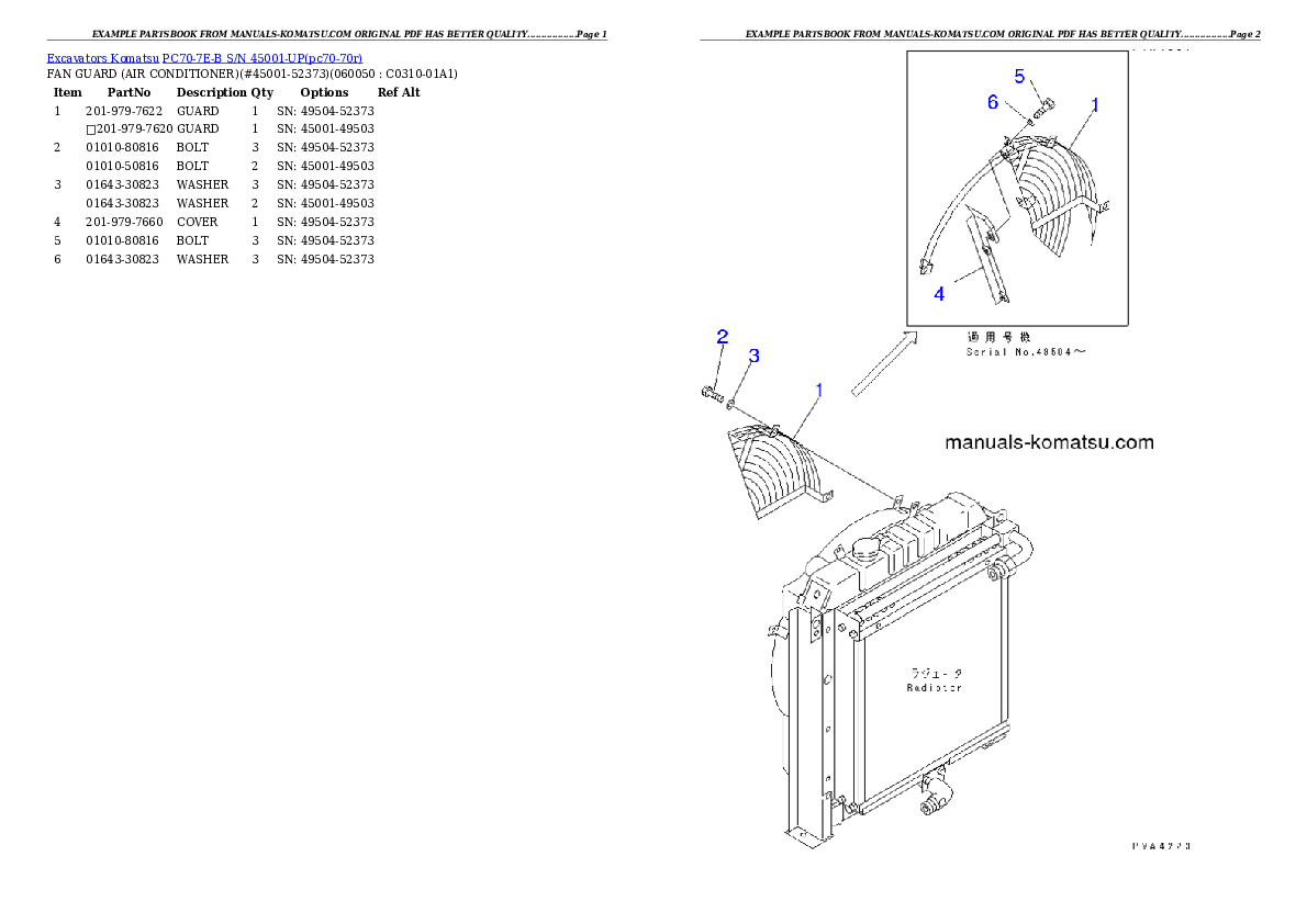 Protected: PC70-7E-B S/N 45001-UP Partsbook
