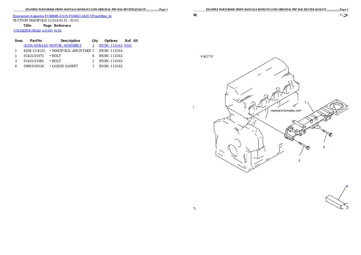 Protected: PC88MR-6 S/N F00003 AND UP Partsbook