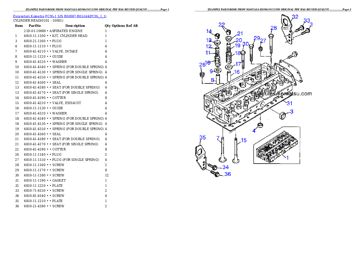 PC95-1 S/N R00007-R05144 Partsbook