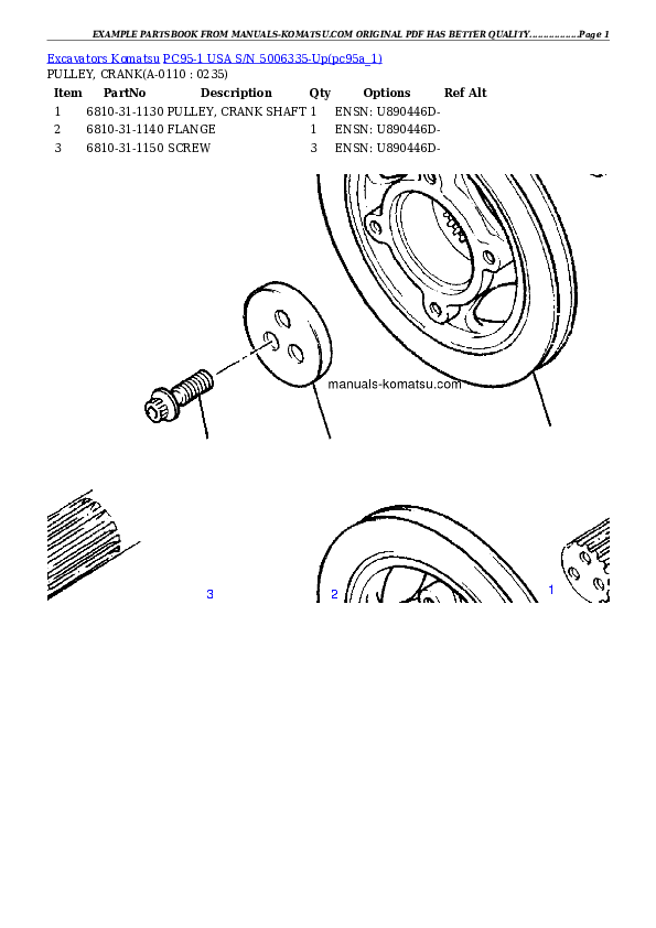 Protected: PC95-1 USA S/N 5006335-Up Partsbook