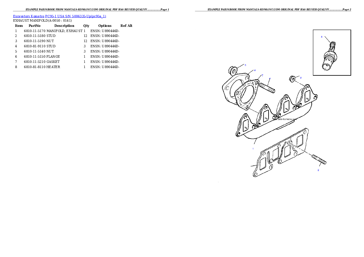 Protected: PC95-1 USA S/N 5006335-Up Partsbook
