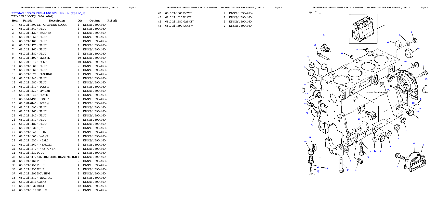 Protected: PC95-1 USA S/N 5006335-Up Partsbook