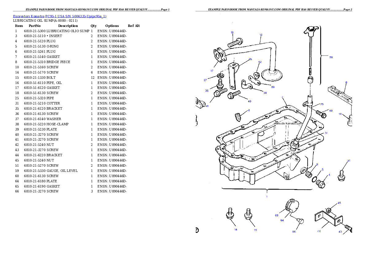 Protected: PC95-1 USA S/N 5006335-Up Partsbook