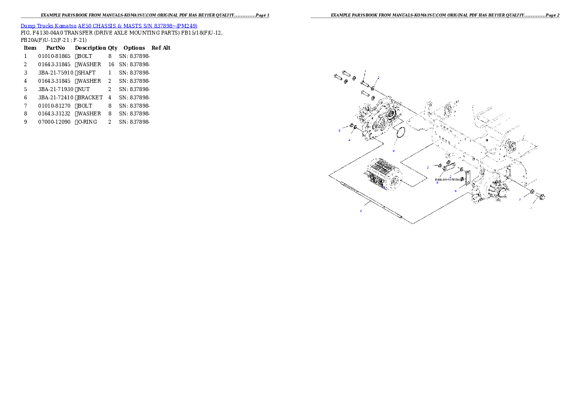 Protected: AE50 CHASSIS & MASTS S/N 837898~ Partsbook
