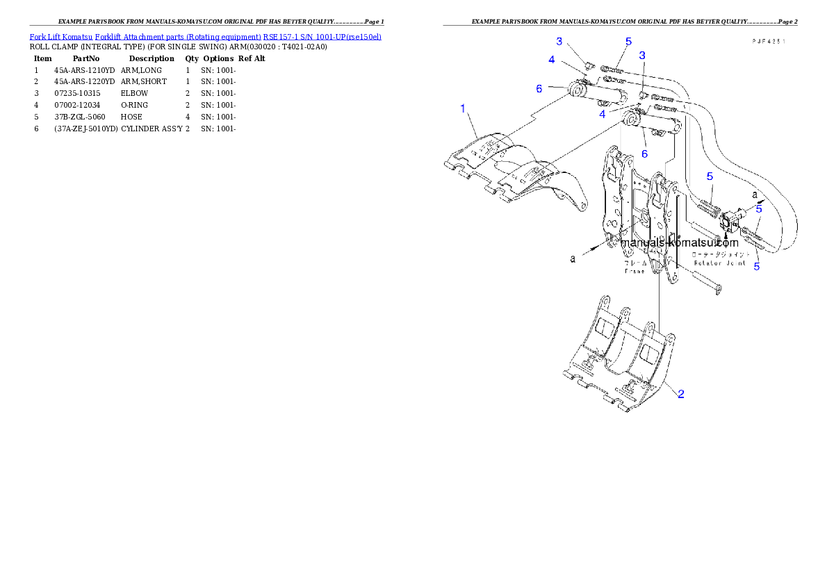 RSE157-1 S/N 1001-UP Partsbook