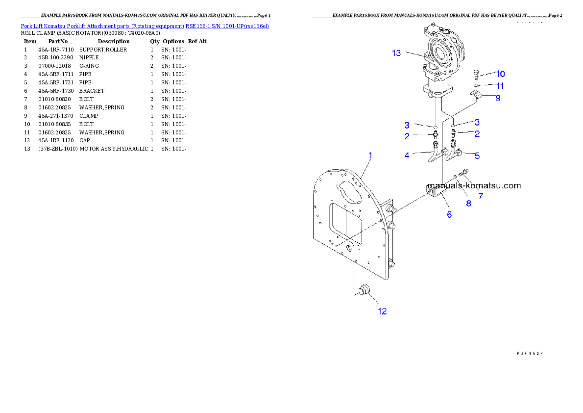 Protected: RSE156-1 S/N 1001-UP Partsbook