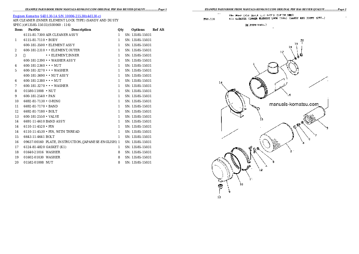Protected: S4D130-1A S/N 10006-21530 Partsbook