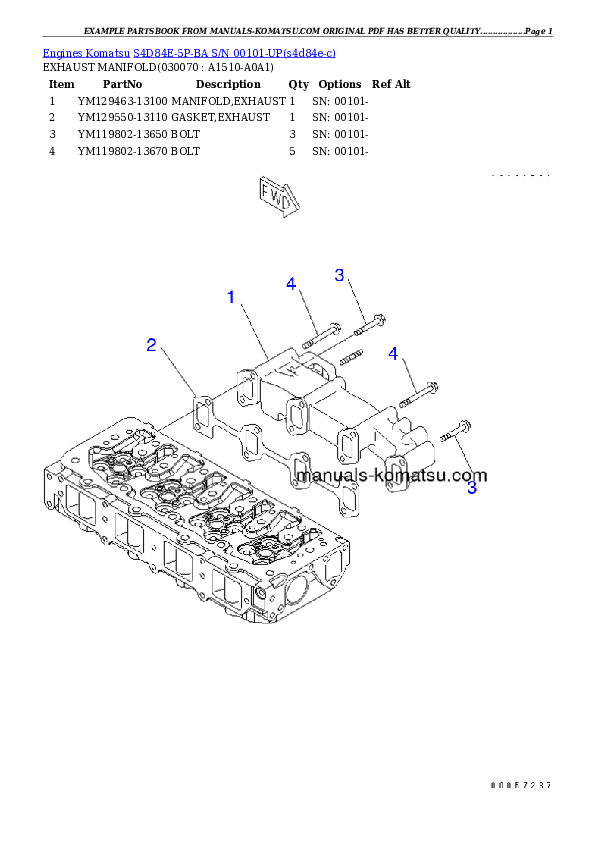 Protected: S4D84E-5P-BA S/N 00101-UP Partsbook
