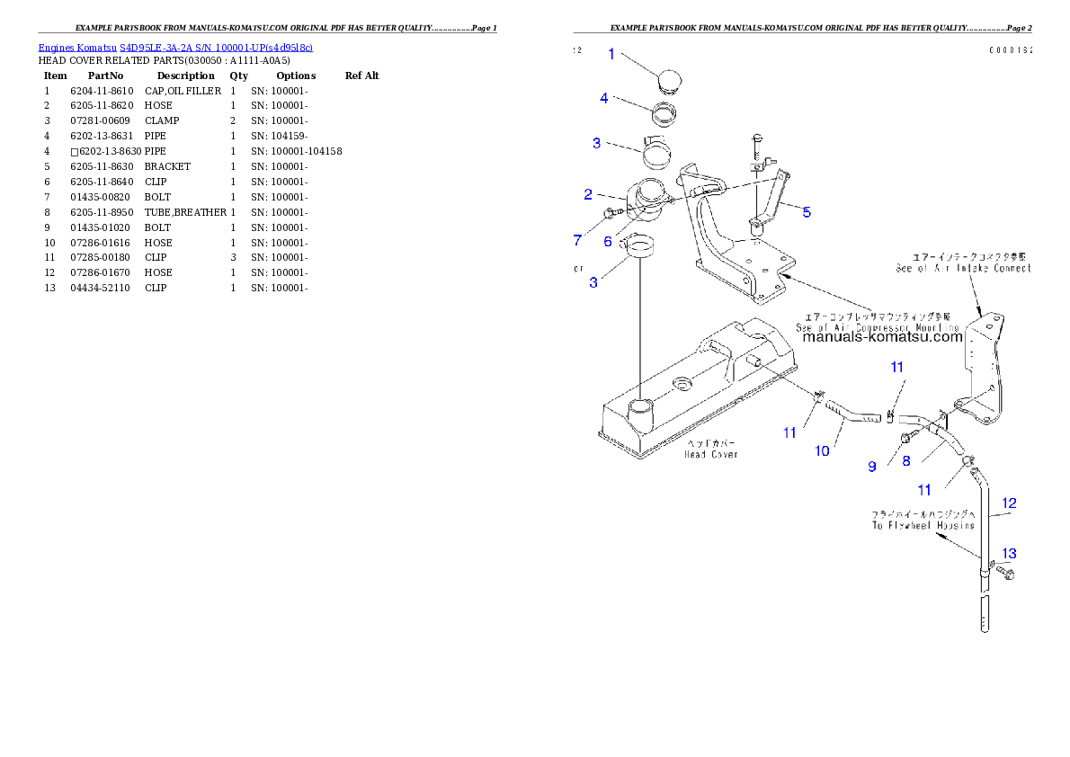 Protected: S4D95LE-3A-2A S/N 100001-UP Partsbook