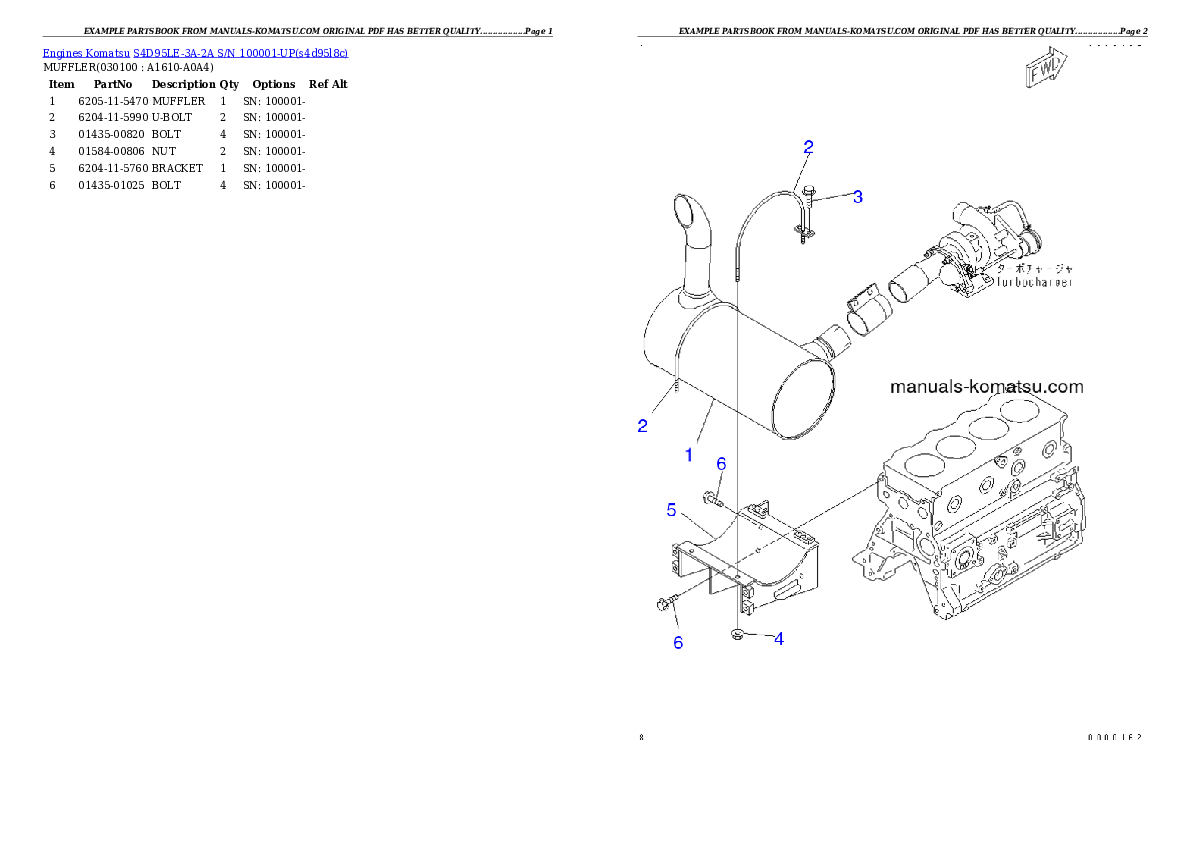 Protected: S4D95LE-3A-2A S/N 100001-UP Partsbook