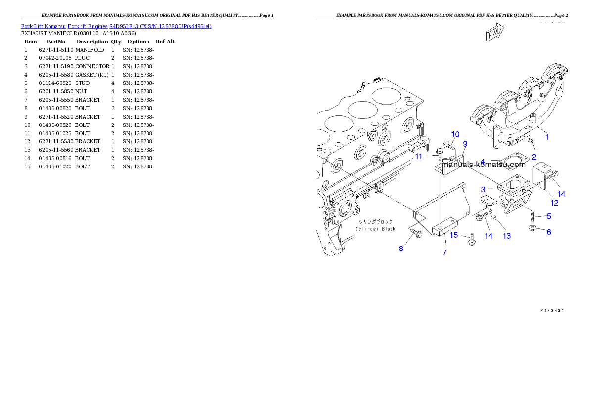 Protected: S4D95LE-3-CX S/N 128788-UP Partsbook