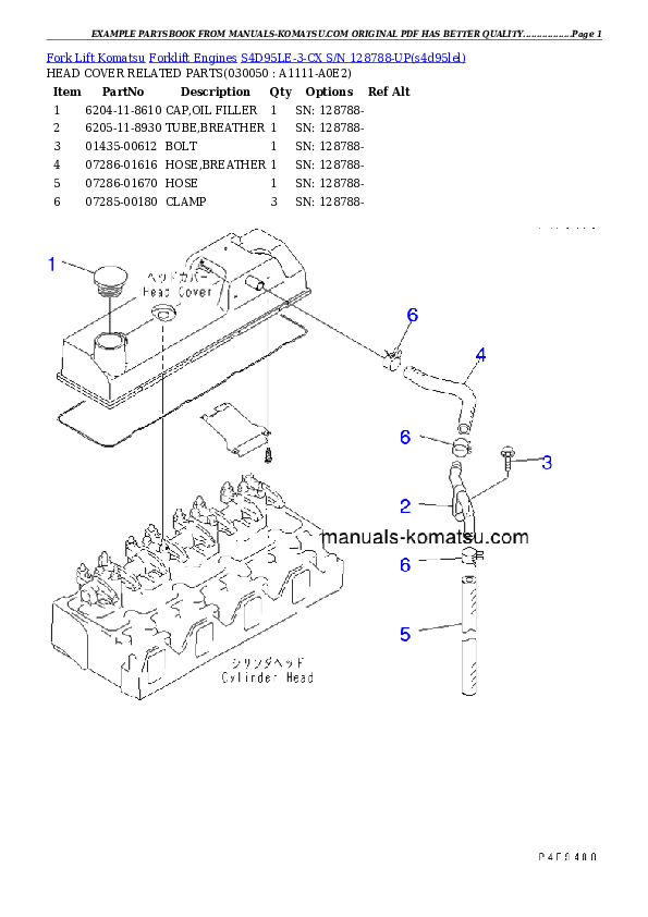 Protected: S4D95LE-3-CX S/N 128788-UP Partsbook