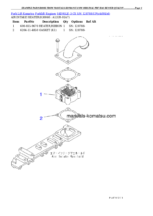 Protected: S4D95LE-3-CX S/N 128788-UP Partsbook