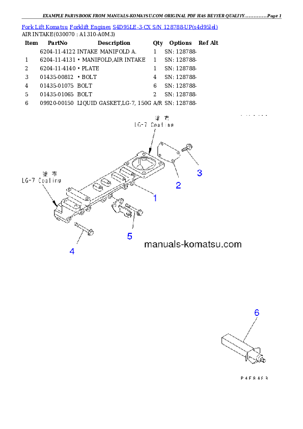 Protected: S4D95LE-3-CX S/N 128788-UP Partsbook