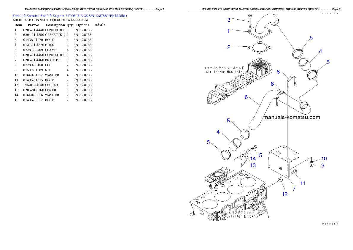 Protected: S4D95LE-3-CX S/N 128788-UP Partsbook